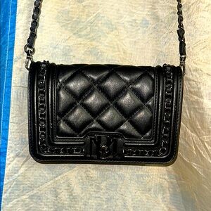 NWOT Badgley Mischka Black Quilted Leather Shoulder Bag